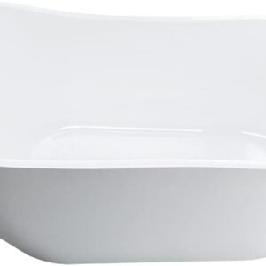 WOODBRIDGE 59″ Acrylic Freestanding Bathtub Contemporary Soaking White Tub with Brushed Nickel Overflow and Drain，B1530-B/N-Drain&O