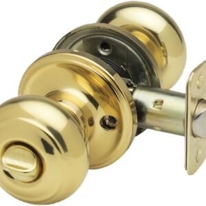 Copper Creek Colonial Privacy Interior Door Knob – ANSI Grade-3 Certified, Modern Heavy Duty Handle, Easy Install and Reversible for Bedroom, Bathroom and Closets – Polished Brass (1 Pack)