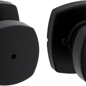 Kwikset Arroyo Knob Interior Privacy Door Knob with Lock, Door Handle For Bathroom and Bedroom, Matte Black Keyless Turn Lock Doorknob, with Microban Protection