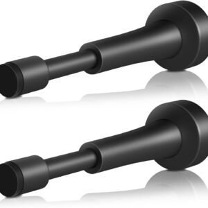 2PCS Matte Black Door Stop for Wall, Spring Door Stoppers for Bottom of Door- 4.33 Inch Heavy Duty Aluminum Silicone Tip Doorstops for Inside Door, Screw & Adhesive Installation