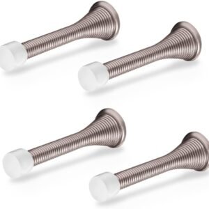 Door Stoppers for Wall – Spring Door Stopper with Rubber Tip – 3-1/4″ – Pack of 4 – Doorstop – Ideal for Home, Offices, Schools