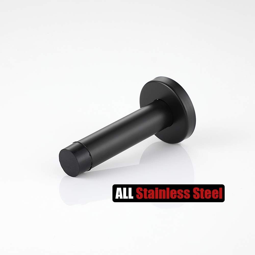 JQK Door Stopper Black, 304 Stainless Steel Thicken 1mm Sound Dampening Door Stop Bumper Wall Protetor 2 Pack, Matte Black, DSB5-PB-P2 - Image 7