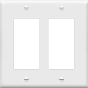ENERLITES Decorator Light Switch or Receptacle Outlet Wall Plate, Gloss Finish, Size 2-Gang 4.50″ x 4.57″, Unbreakable Polycarbonate Thermoplastic, UL Listed, 8832-W, White