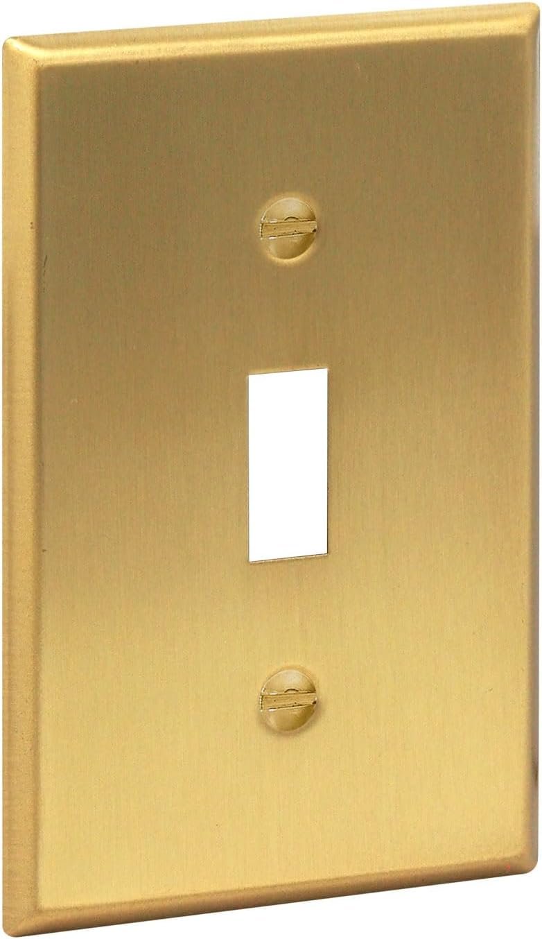 Rio Salto BRASS Metal Gold Toggle Light Switch Cover Wall Plate Single Toggle Switch Wallplate Decorative Gold 1 Gang Wall Switch Plate Covers Hardware Included Brushed Brass - Standard Size