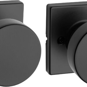 Kwikset Pismo Interior Passage Door Knob, Handle For Closet and Hallway Doors, Non-Locking Doorknob in Matte Black, with Microban Protection, Square Rose