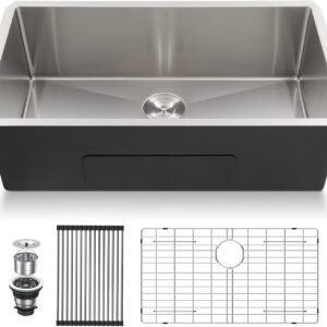 32 Undermount Kitchen Sink – Lordear 32×19 Inch Undermount Sinks Stainless Steel 16 Gauge Single Bowl Under Counter Basin Round Corner Handmade Sinks