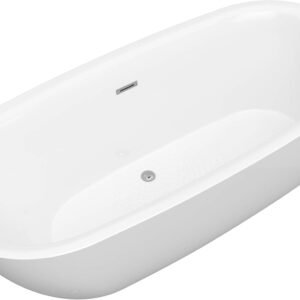 ANZZI Freestanding Tub 67”, Soaker Tub, Acrylic Center Drain, Luxury Spacious, Deep Soaker Bathtub with Overflow and Drain, Modern Slip-Resistant Floor (FT-AZ401)