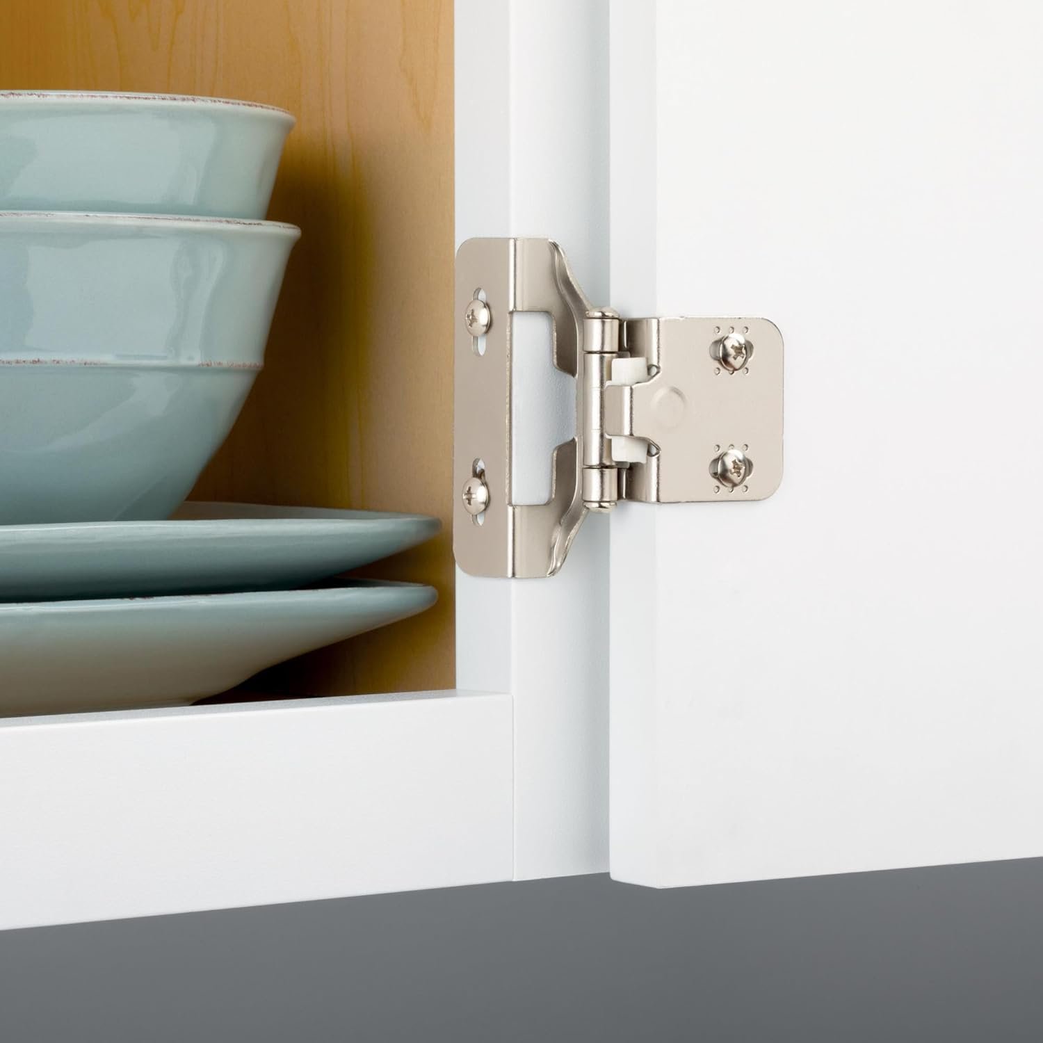 Franklin Brass (10-Pack) Self-Closing Cabinet Hinges Semi-Wrap 1/4' Overlay for Cabinet Doors Kitchen/Cabinets/Cupboards/Furniture Satin Nickel H01911K-SN-B - Image 5