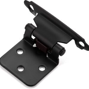 Ravinte 60 Pack (30 Pairs) 1/2″ Overlay (Variable) Cabinet Hinges, Self-Closing Semi-Concealed Face Mount, Matte Black Decorative Hardware with Door Bumpers for Kitchen & Cupboard Doors