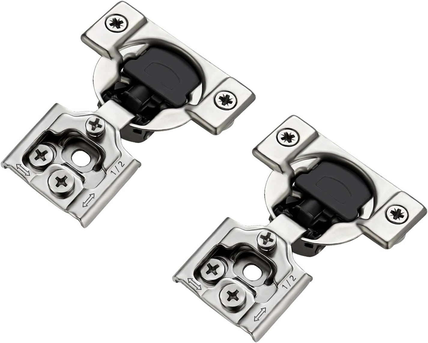 Ravinte 60 Pack (30 Pairs) 1/2 Inch Overlay Soft Close Hinges for Kitchen Cabinets - Satin Nickel Hidden Concealed Hinge, Stainless Steel, Self Closing - Image 9