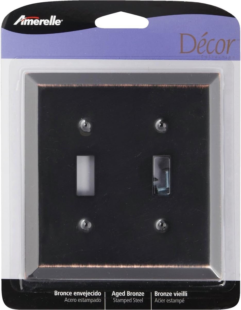 AMERELLE 163TTDB BRZ 2 TGL WALLPLATE, 2 Toggle, Aged Bronze - Image 2