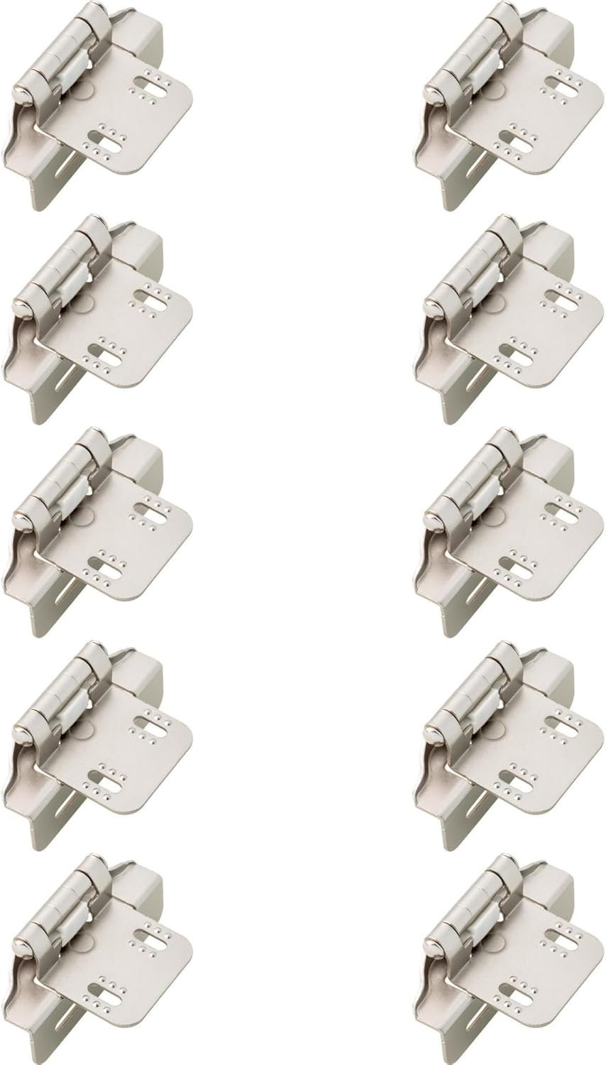 Franklin Brass (10-Pack) Self-Closing Cabinet Hinges Semi-Wrap 1/4' Overlay for Cabinet Doors Kitchen/Cabinets/Cupboards/Furniture Satin Nickel H01911K-SN-B - Image 3