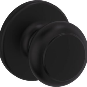 Kwikset Cove Interior Passage Door Knob, Handle For Closet and Hallway Doors, Non-Locking Doorknob, Matte Black
