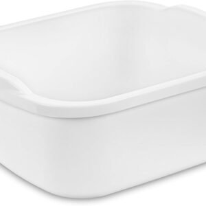 Tribello Plastic Wash Tub Dishpan Basin and Foot Bath for Soaking Feet, Laundry Hand Wash Bucket, Dish Pans for Washing and Storage Cleaning Supplies – 12 Quarts – Heavy Duty – Made in USA (White)