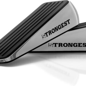 Strongest Home Door Stopper, Heavy Duty Door Stop Wedge Made of Premium Quality Zinc and Rubber Suits Any Door, Any Floor, Set of 2 Plus Self-Adhesive Wall Protectors