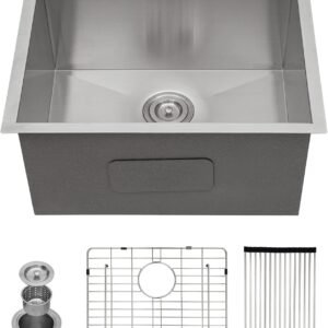 Kichae 21 Laundry Sink Undermount – 21×18 Inch Undermount Utility Sink Stainless Steel 12″ Deep Single Bowl Under Counter Laundry Utility Room Handmade Basin