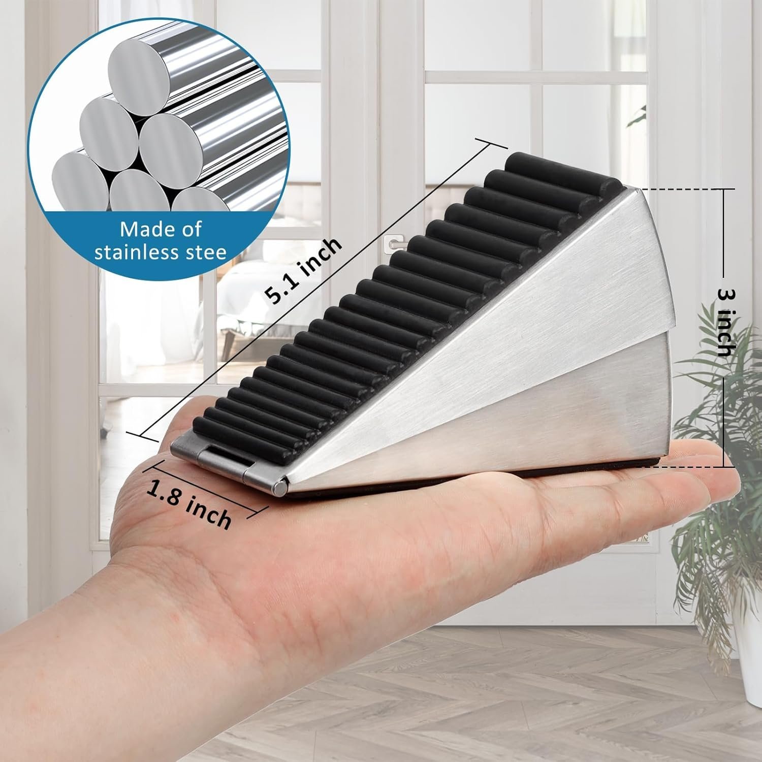 2 Pack Heavy Duty Door Stopper, Adjustable Spring Large Stopper, 3 Inches High Tall Wedge Stoppers for Bottom of Door, Door Stop Suits Any Heavy Door - Image 7