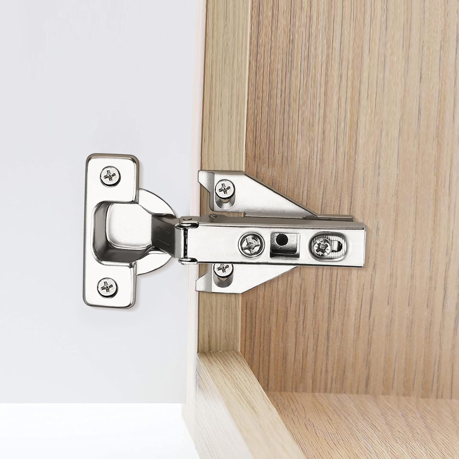 Probrico 1 Pair(2 Pack) Kitchen Cabinet Hinges for Face Frame Cabinet, Concealed Cabinet Hinges Brushed Satin Nickel with Mounting Screws - Image 7