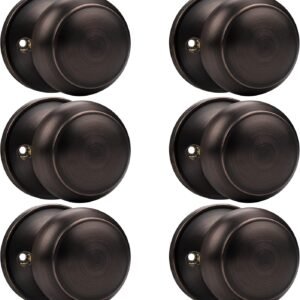 Probrico Half Dummy Door Knob Flat Ball Interior Door Knobs Non-Turning Door Handles, Oil Rubbed Bronze, 6 Pack