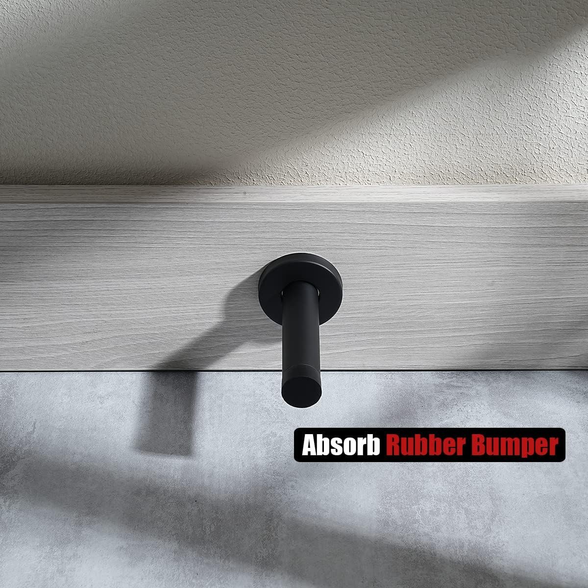 JQK Door Stopper Black, 304 Stainless Steel Thicken 1mm Sound Dampening Door Stop Bumper Wall Protetor 2 Pack, Matte Black, DSB5-PB-P2 - Image 6