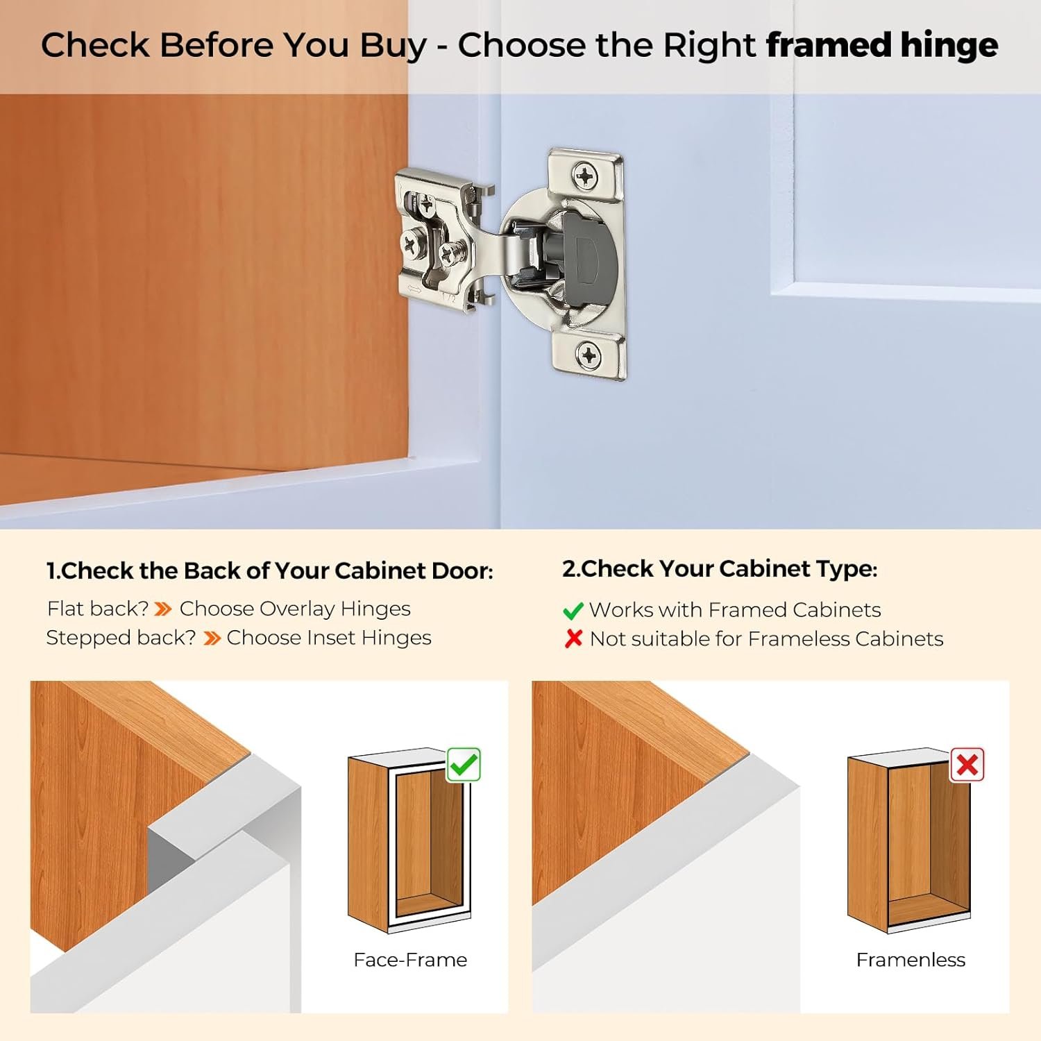 Ravinte 60 Pack (30 Pairs) 1/2 Inch Overlay Soft Close Hinges for Kitchen Cabinets - Satin Nickel Hidden Concealed Hinge, Stainless Steel, Self Closing - Image 4