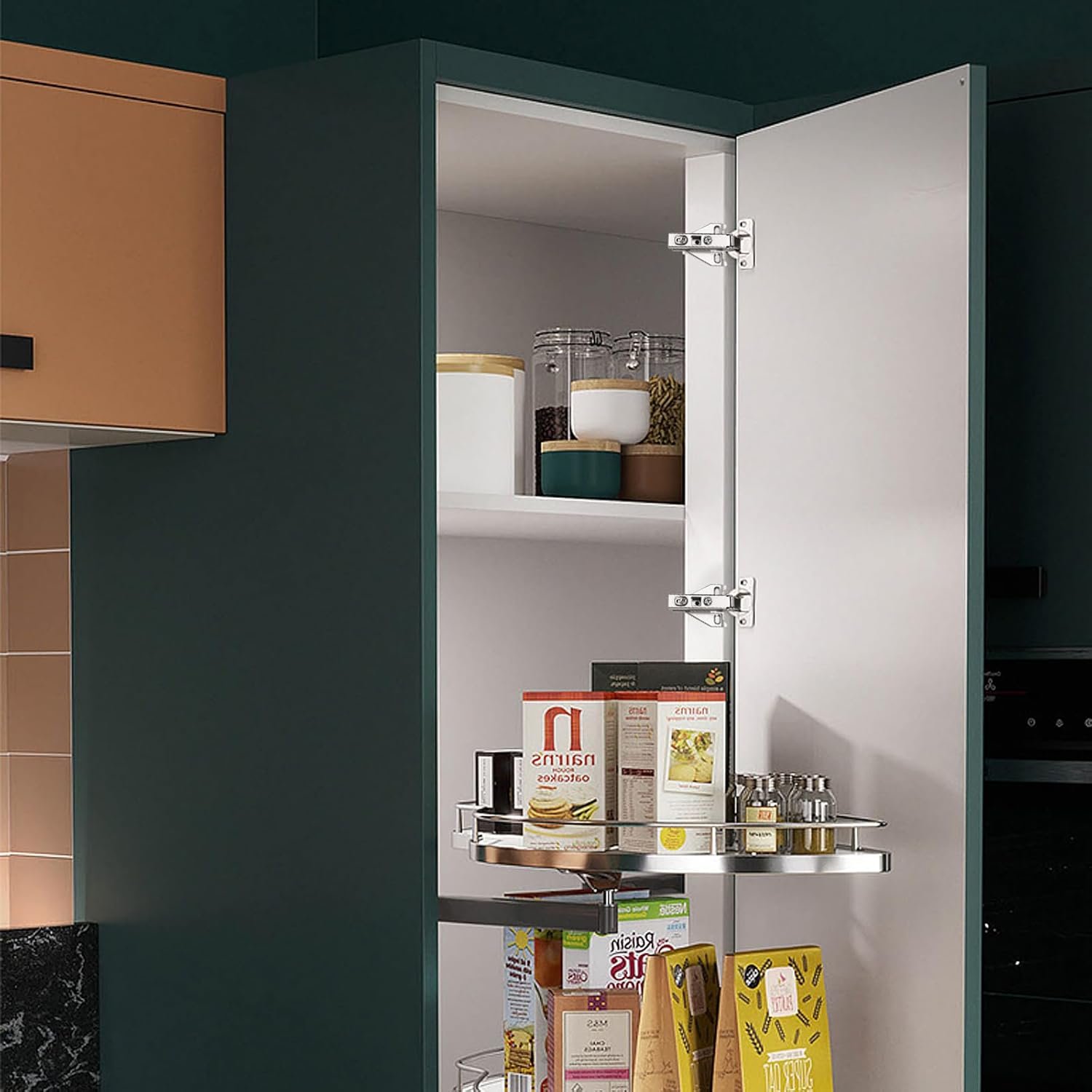 Probrico 1 Pair(2 Pack) Kitchen Cabinet Hinges for Face Frame Cabinet, Concealed Cabinet Hinges Brushed Satin Nickel with Mounting Screws - Image 6