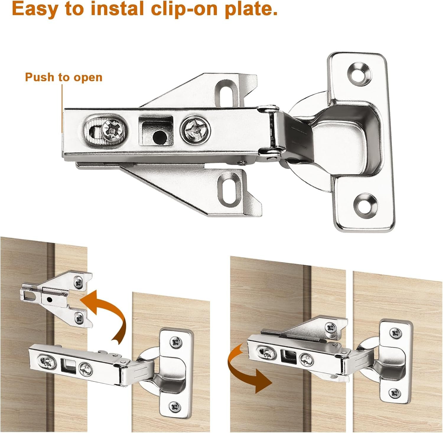 Probrico 1 Pair(2 Pack) Kitchen Cabinet Hinges for Face Frame Cabinet, Concealed Cabinet Hinges Brushed Satin Nickel with Mounting Screws - Image 4