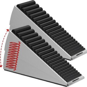 2 Pack Heavy Duty Door Stopper, Adjustable Spring Large Stopper, 3 Inches High Tall Wedge Stoppers for Bottom of Door, Door Stop Suits Any Heavy Door