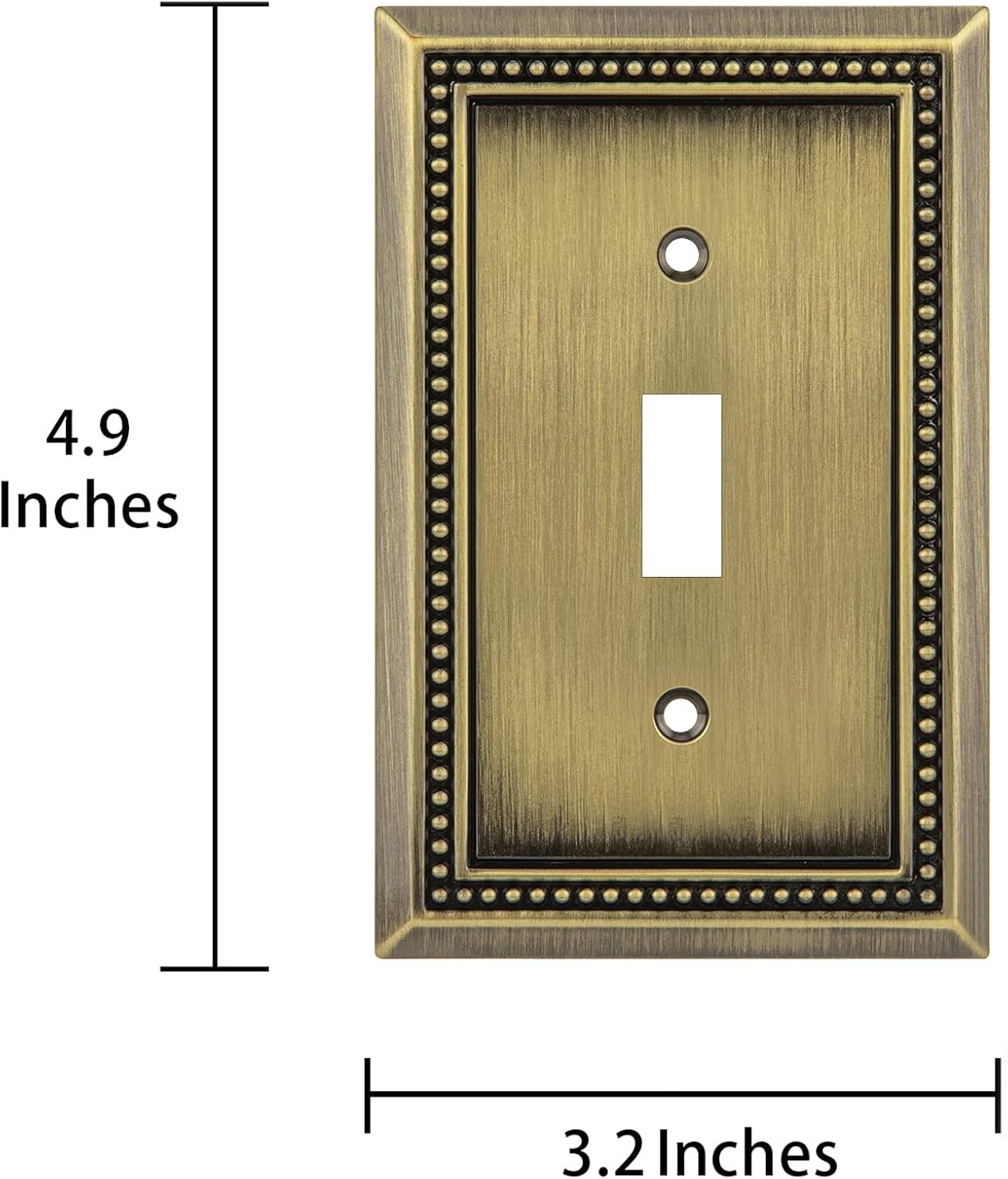Henne Bery Sunken Pearls Heavy Duty Decorative Wall Plate Switch Plate Outlet Cover (Single Toggle, 2 Pack, Antique Brass) - Image 3