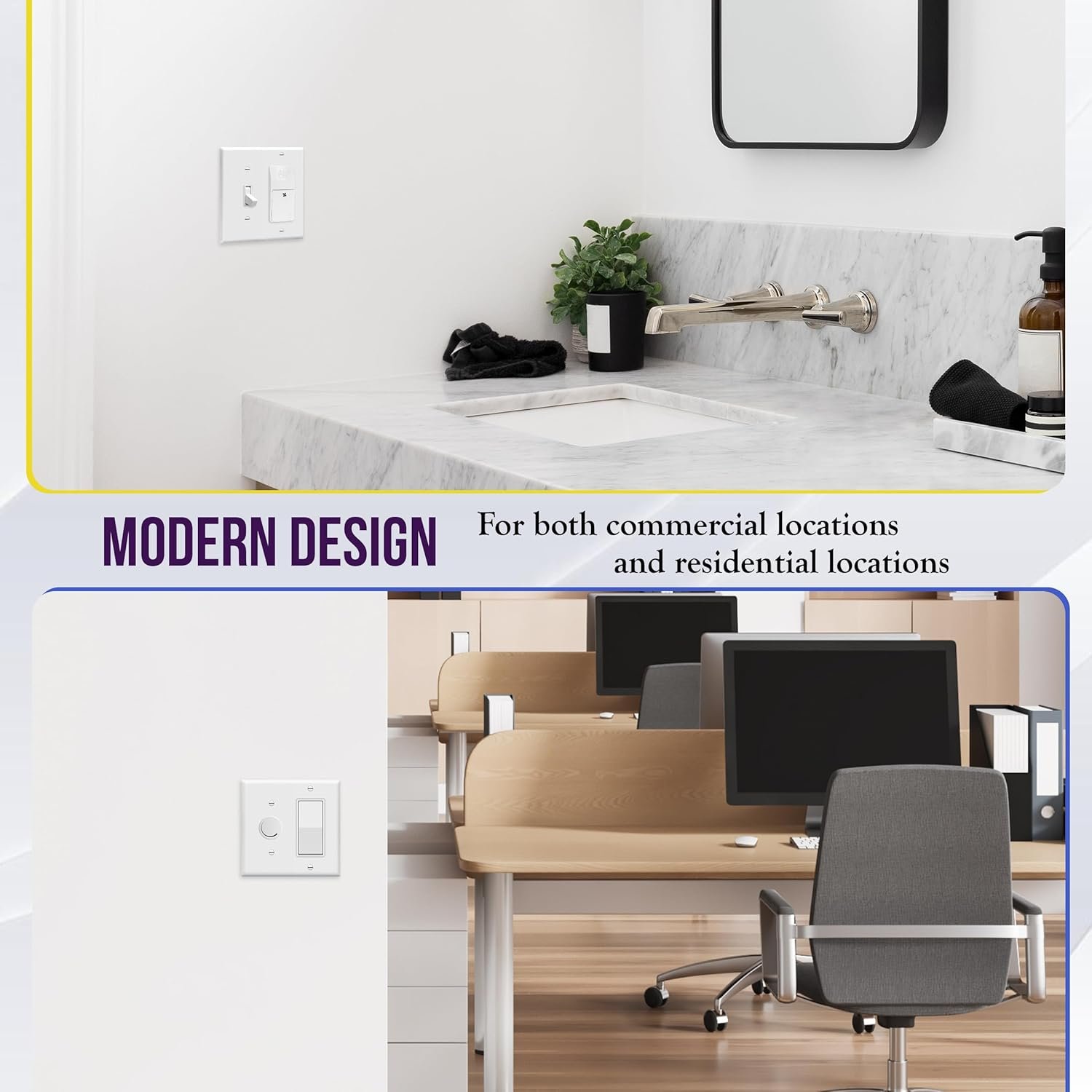 Enerlites 881131-W Decorator/Toggle Switch Wall Plate Combination, 2-Gang, White, Standard Size, Unbreakable Polycarbonate, Replacement Receptacle Faceplates Outlet Cover - Image 5