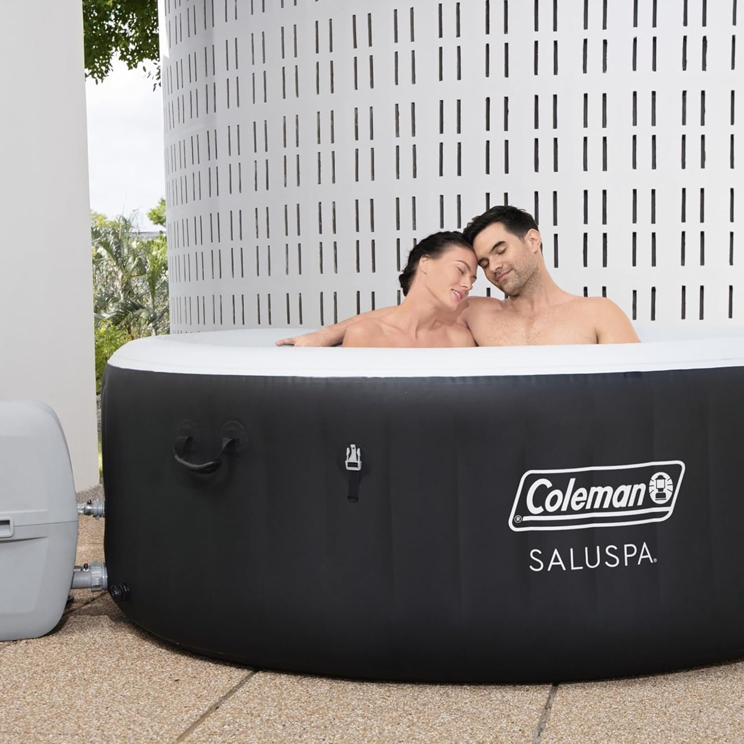 Coleman Miami AirJet Large Round 2 to 4 Person Inflatable Hot Tub Portable Outdoor Spa with 120 AirJets and EnergySense Cover, Black - Image 6