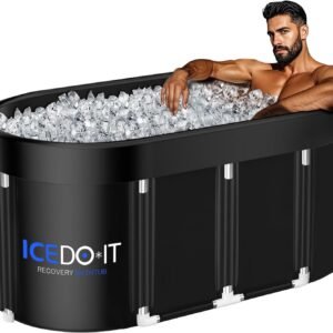 Upgrade 129 Gal XL Large Oval Ice Bath Tub for Athletes, Collapsible Cold Plunge Tub-Multiple Layered for Post-Exercise Recovery, Portable Bathtub for Home, Gyms, Indoor, Outdoor use