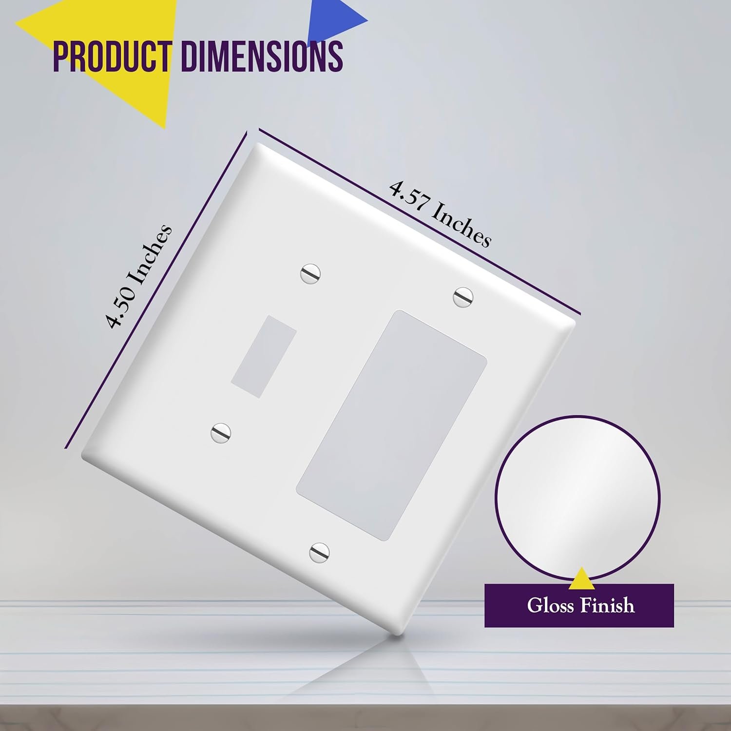 Enerlites 881131-W Decorator/Toggle Switch Wall Plate Combination, 2-Gang, White, Standard Size, Unbreakable Polycarbonate, Replacement Receptacle Faceplates Outlet Cover - Image 2