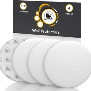 Door Stoppers – Large 3.15″ (4 PCS) – Door Stoppers for Wall with Strong Back Adhesive – Quiet and Shock Absorbent Silicone Wall Protectors from Door Knobs – Protects Every Surface – White