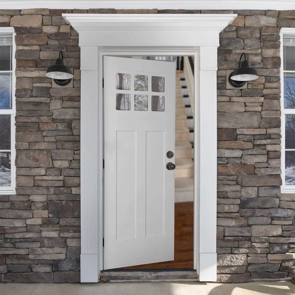 Amazon Basics Exterior Door Knob With Key Lock and Deadbolt, Coastal, Matte Black - Image 6