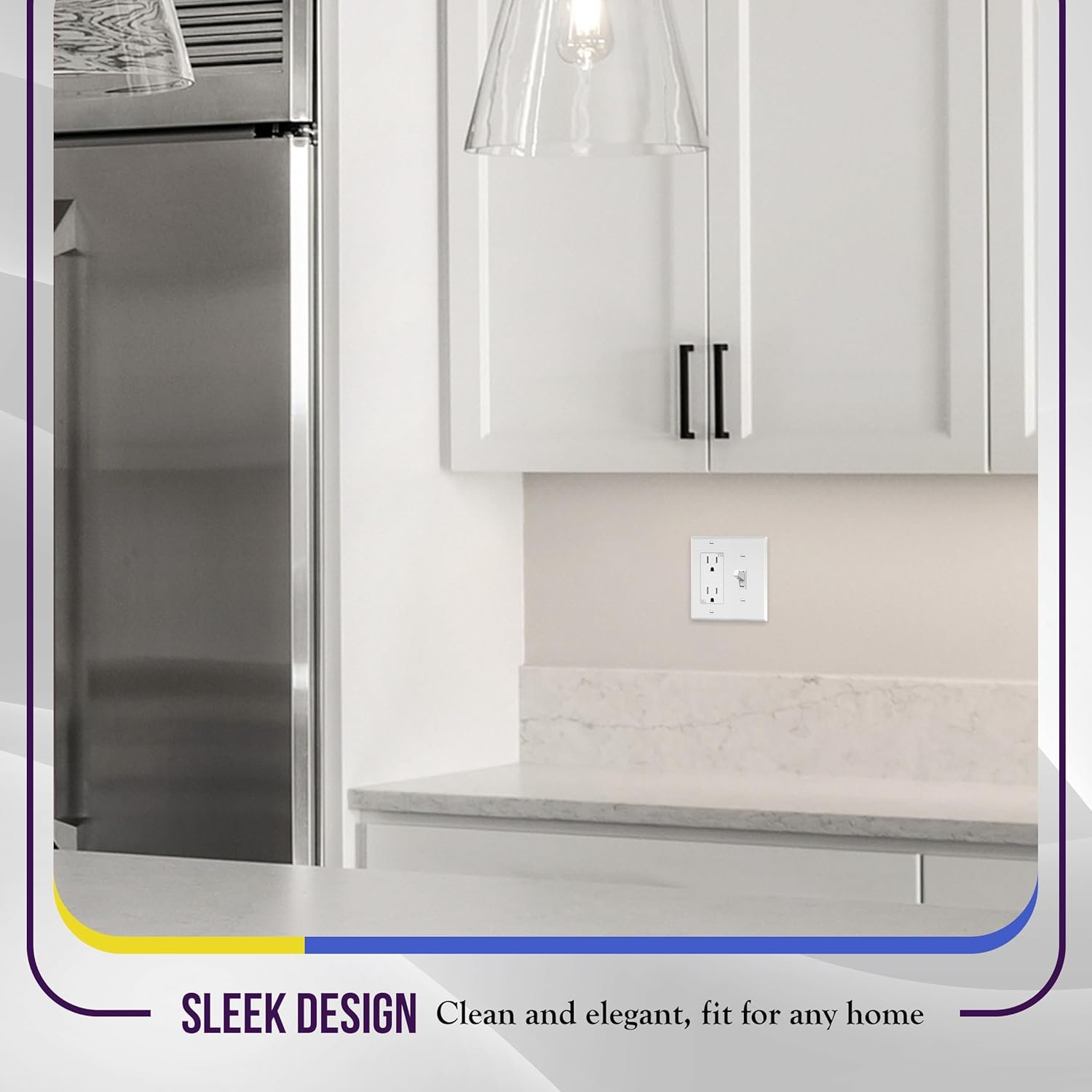 Enerlites 881131-W Decorator/Toggle Switch Wall Plate Combination, 2-Gang, White, Standard Size, Unbreakable Polycarbonate, Replacement Receptacle Faceplates Outlet Cover - Image 7