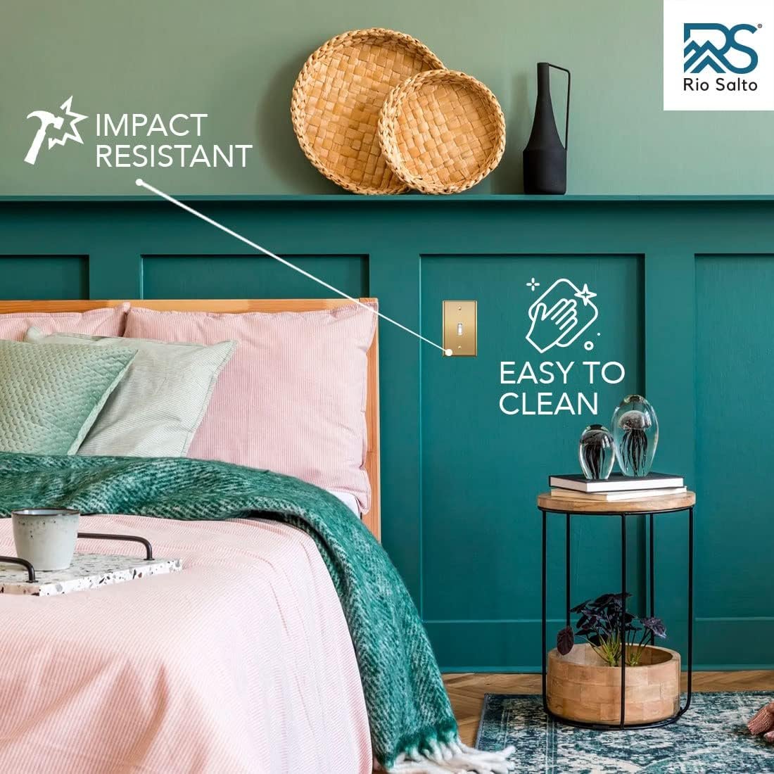 Rio Salto BRASS Metal Gold Toggle Light Switch Cover Wall Plate Single Toggle Switch Wallplate Decorative Gold 1 Gang Wall Switch Plate Covers Hardware Included Brushed Brass - Standard Size - Image 9