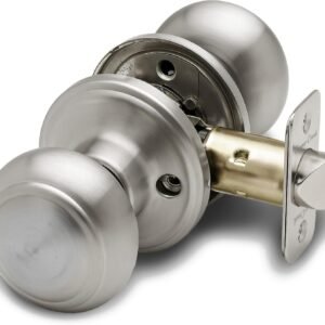 Copper Creek Colonial Passage Interior Door Knob – ANSI Grade-3 Certified, Modern Heavy Duty Handle, Easy Install and Reversible for Bedroom, Bathroom and Closets – Satin Stainless (1 Pack)