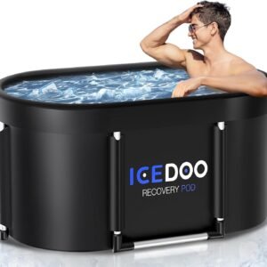 New Upgrade XL 139-Gallon Oval Ice Bath Tub – 6 Layered Portable Bathtub, Recessed Bathtubs Foldable with Cover Cold Plunge Tub for Athletes, Home Gym, Outdoor Recovery Use.