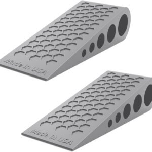 Door Stoppers for Bottom of Door Premium Floor Rubber Door Stop Wedge Made in USA Heavy Duty Honeycomb Design for Carpet, Tile, Ideal for Home, School, Commercial, Gray 2-Pack
