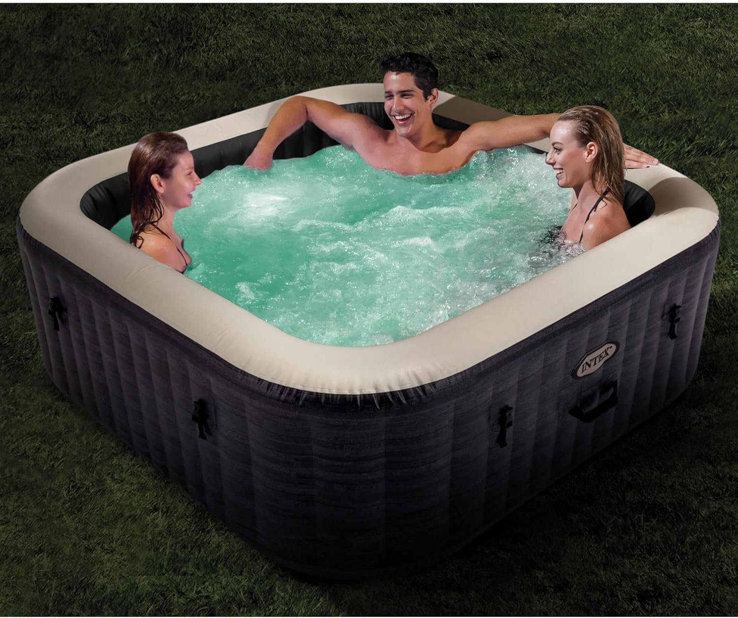 INTEX 28451EP PureSpa Greystone Deluxe Spa Set: Includes Energy Efficient Spa Cover and Wireless Control Panel – Spa Control App – Built-in FastFill Inflation System – 6 Person Capacity – 77" x 28" - Image 9