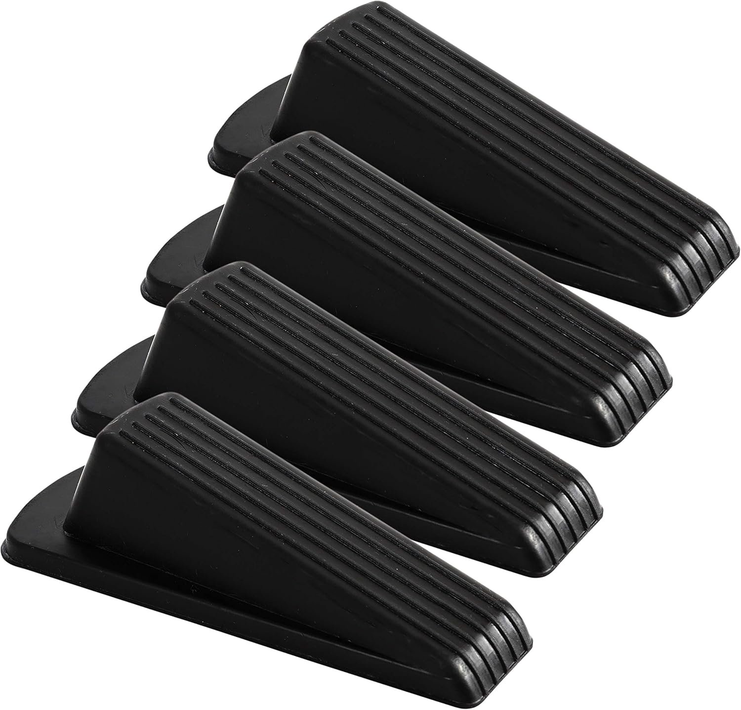 Rubber Door Stoppers - Door Stop Wedge, Large Heavy Duty Flexible Door Holder - Black 4 Pack - Non Marking Anti Slip Jammer