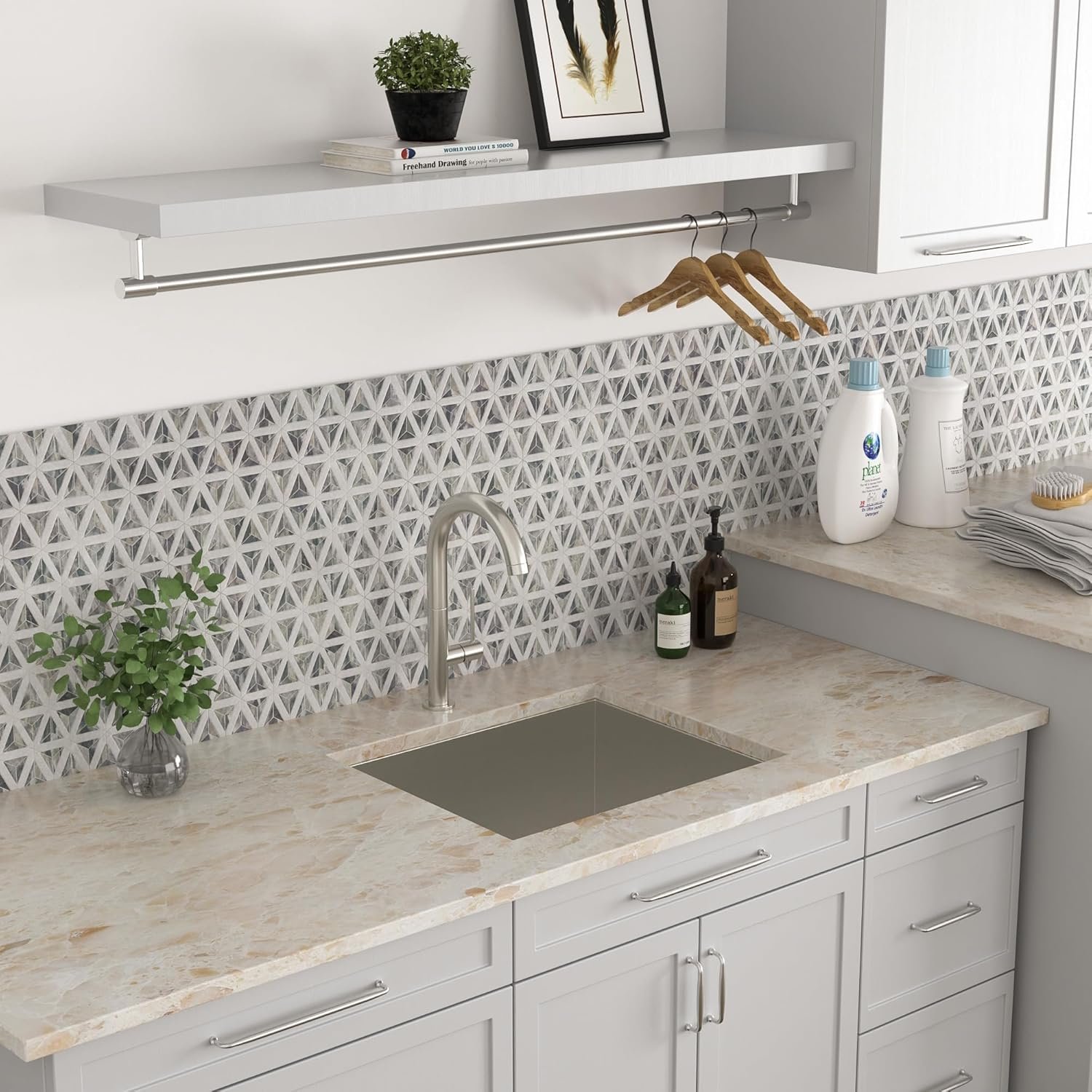 Kichae 21 Laundry Sink Undermount - 21x18 Inch Undermount Utility Sink Stainless Steel 12" Deep Single Bowl Under Counter Laundry Utility Room Handmade Basin - Image 8