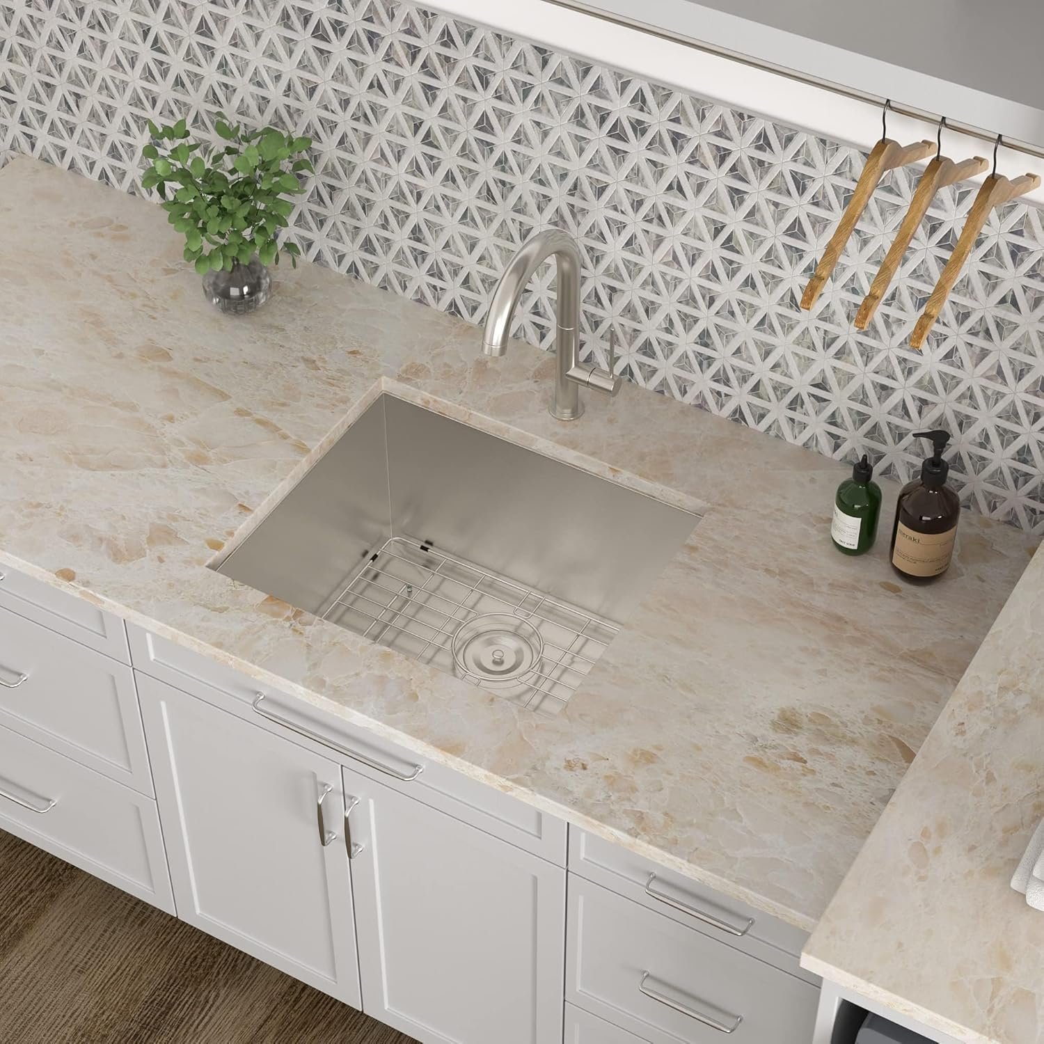 Kichae 21 Laundry Sink Undermount - 21x18 Inch Undermount Utility Sink Stainless Steel 12" Deep Single Bowl Under Counter Laundry Utility Room Handmade Basin - Image 3