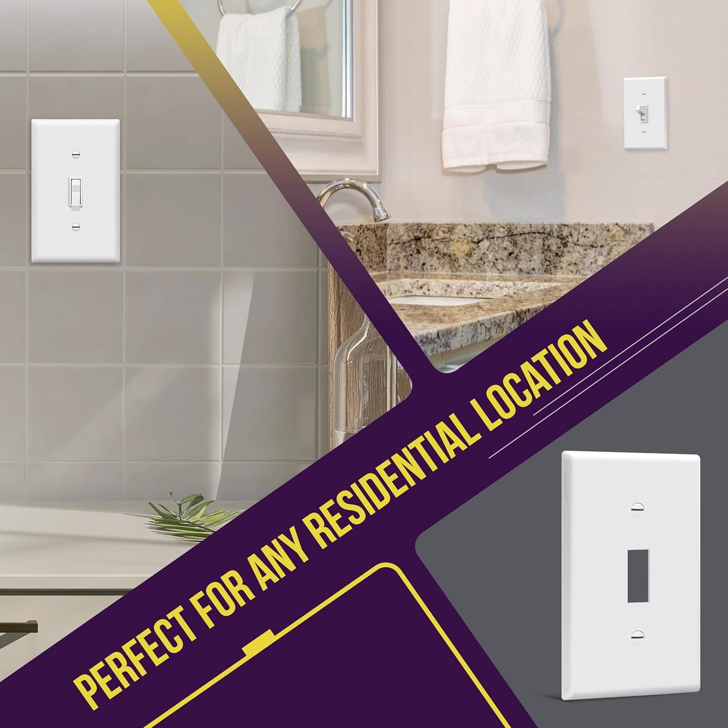 ENERLITES Light Switch Cover Plate, Toggle Wall Plate Cover, Size 1-Gang 4.50" x 2.76", Unbreakable Polycarbonate Thermoplastic, 8811-W-10PCS, White (10 Pack) - Image 4