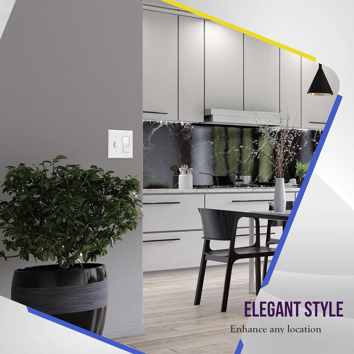 Enerlites 881131-W Decorator/Toggle Switch Wall Plate Combination, 2-Gang, White, Standard Size, Unbreakable Polycarbonate, Replacement Receptacle Faceplates Outlet Cover - Image 6